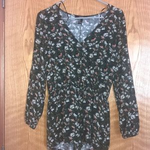 Forever 21 green floral romper